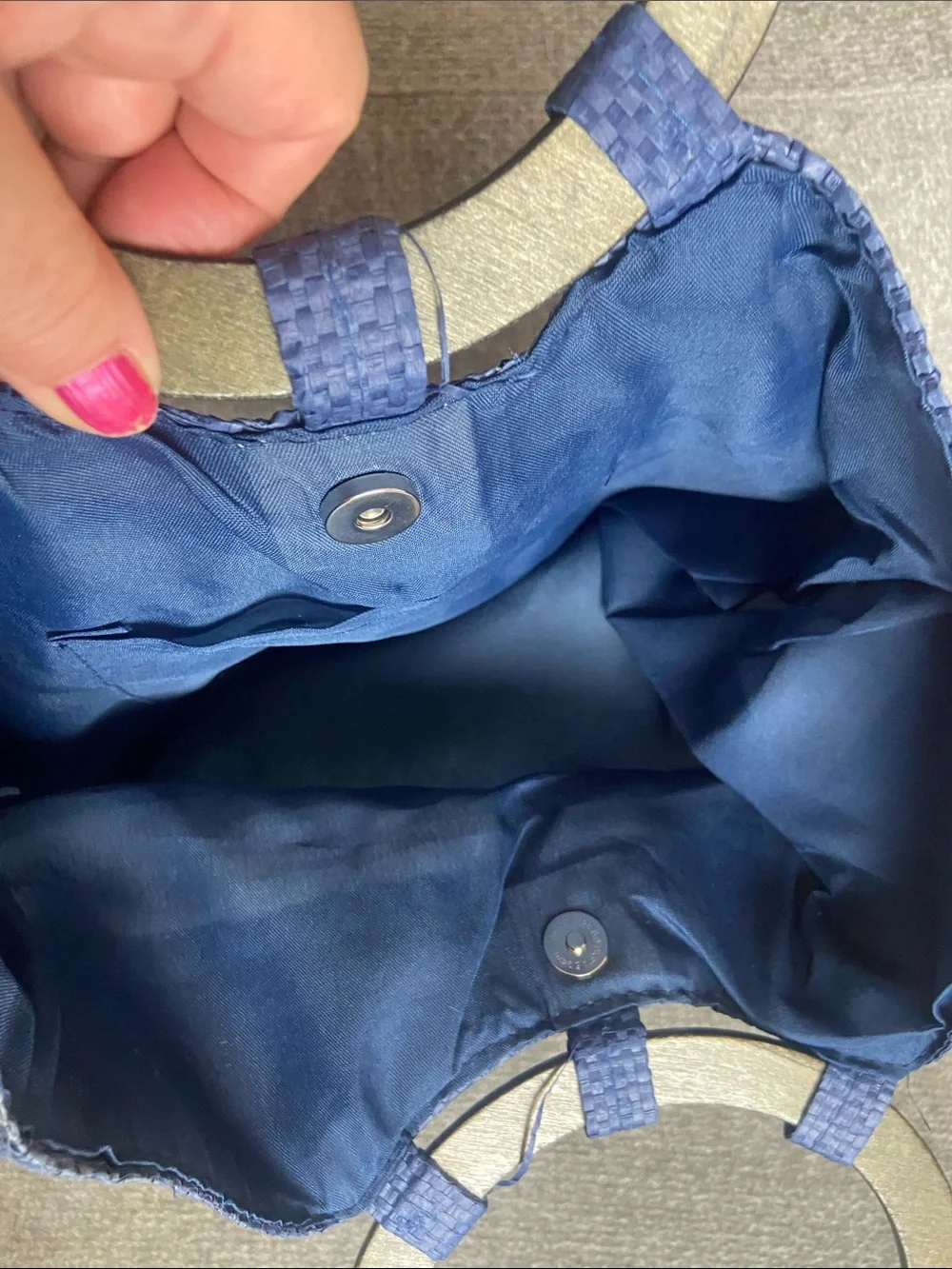 Blue & Teal Patterned Satchel with Wooden Handle - Cruise Club